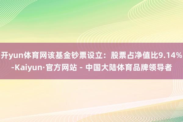开yun体育网该基金钞票设立：股票占净值比9.14%-Kaiyun·官方网站 - 中国大陆体育品牌领导者