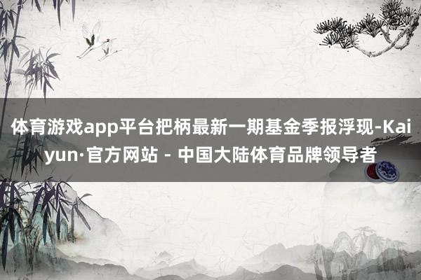 体育游戏app平台把柄最新一期基金季报浮现-Kaiyun·官方网站 - 中国大陆体育品牌领导者