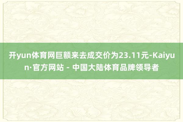 开yun体育网巨额来去成交价为23.11元-Kaiyun·官方网站 - 中国大陆体育品牌领导者