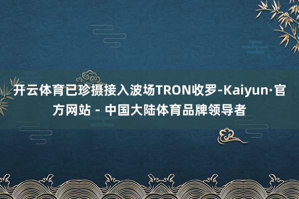 开云体育已珍摄接入波场TRON收罗-Kaiyun·官方网站 - 中国大陆体育品牌领导者